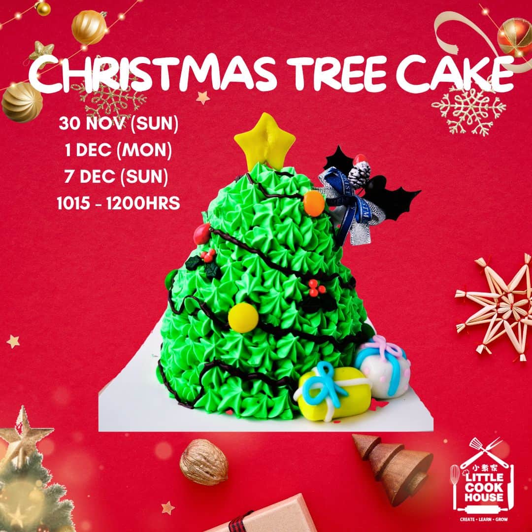 christmas tree cake decorate with green cream